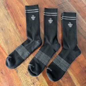 Bombas Mens XL Black Honeycomb Arch Support Athletic Socks 3 Pack